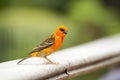 Male red fody Foudia madagascariensis, Seychelles and Madagascar bird. Royalty Free Stock Photo