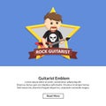 Male rock guitarist cool emblem