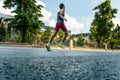 male runner athlete running street