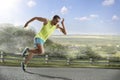 Male runner sprinting during outdoors training for marathon run