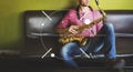 Male Saxophone Musician Label Banner Graphic Concept