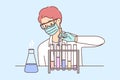 Male scientist make experiments in lab