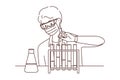 Male scientist make experiments in lab