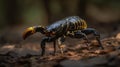 male scorpion as it walks through the forest