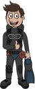 Male Scuba Diver Cartoon Color Illustration