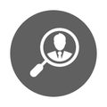 Male, search icon. Gray vector graphics