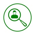 Male, search icon. Green vector sketch