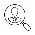 Male, search outline icon. Line art vector