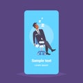 Male security guard worker sleeping at workplace african american man in uniform sitting armchair overworked concept