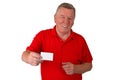 Male senior with business card