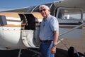 Male senior and private airplane Royalty Free Stock Photo