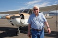 Male senior and private airplane Royalty Free Stock Photo