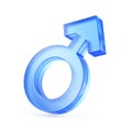 Male sex symbol Glass 3d icon. Gender symbol isolated on white Royalty Free Stock Photo