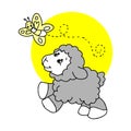 Male sheep icon in trendy design style.