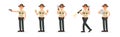 Male Sheriff in Police Uniform Doing His Job Vector Illustration Set