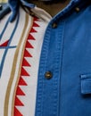 Male shirt hipster style fashion cloth textile material blue white and red colors