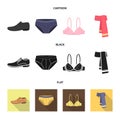 Male shoes, bra, panties, scarf, leather. Clothing set collection icons in cartoon,black,flat style vector symbol stock Royalty Free Stock Photo