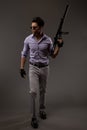 Male Shooter With Automatic Rifle Royalty Free Stock Photo