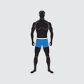 Adult muscular man silhouette in swimming trunks