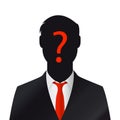 Male silhouette profile. Businessman with question mark