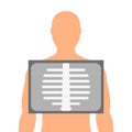 Male silhouette with x-ray of the spine. Linear icon. Royalty Free Stock Photo