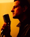 Male singer with microphone