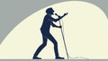 Male Singer with Microphone on Stage Silhouette, vector design Generative AI Royalty Free Stock Photo
