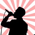 Male singer silhouette starburst icon vector