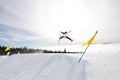 Male Skier Catches Big Air. Royalty Free Stock Photo