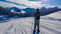 Dreilaendereck - Male skier on powder snow in ski resort Dreilaendereck in Karawanks, Carinthia Royalty Free Stock Photo