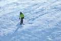 Male skier on slope at resort. Winter vacation