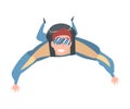 Male Skydiver Enjoying Freefall Freedom, Smiling Man Jumping with Parachute in Sky, Skydiving Parachuting Extreme Sport