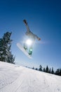 Male Snowboarder Catches Big Air. Royalty Free Stock Photo