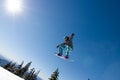 Male Snowboarder Catches Big Air. Royalty Free Stock Photo