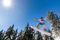 Male Snowboarder Catches Big Air. Royalty Free Stock Photo