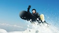 Male snowboarder, dangerous downhill in action Royalty Free Stock Photo