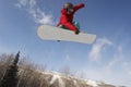 Male Snowboarder Jumping Against Sky Royalty Free Stock Photo