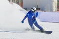 male snowboarders to stop snowboard after finish race competition Royalty Free Stock Photo