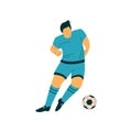 Male Soccer Player with Ball, Footballer Character in Sports Uniform Vector Illustration