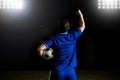 Forward soccer player celebrating after scoring Royalty Free Stock Photo