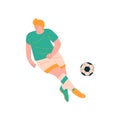 Male Soccer Player Playing with Ball, Footballer Character in Sports Uniform Vector Illustration