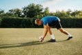 Male soccer player prepares to hits the ball Royalty Free Stock Photo