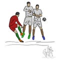 Male soccer player shooting against the wall vector illustration Royalty Free Stock Photo