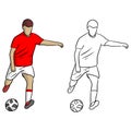 Male soccer player shooting ball for goal vector illustration sk Royalty Free Stock Photo