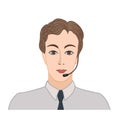 Male social profile. Avatar icon. Business call center label