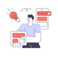 Male software developer digital designer having innovation idea smartphone application vector flat