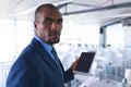 Male speaker practicing his speech on digital tablet in business seminar Royalty Free Stock Photo