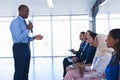 Male speaker speaks in business seminar Royalty Free Stock Photo