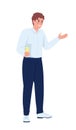 Male speech giver with sparkling wine glass semi flat color vector character