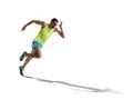 Male sprinter running on isolated background